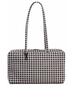 image of BAGGU Medium Nylon Bowler Bag Black & White Gingham with sku:320352