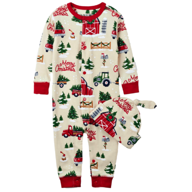 Buy Hatley Little Blue House Infant Coverall & Hat Country Christmas at ...