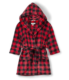 Hatley Little Blue House Kids Fleece Robe Buffalo Plaid