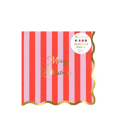 Meri Meri Striped Large Napkins Merry Christmas