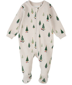 petit lem Sleeper Christmas Tree Print on Creme Beige