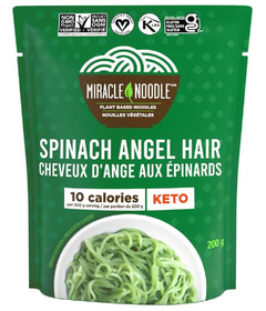 Miracle Noodle Plant Based Noodles Ready To Eat Spinach Angel Hair