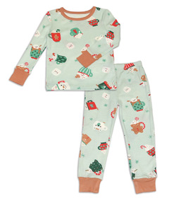 Silkberry Baby Bamboo Long Sleeve Pajama Set & Coloring Book Festive Cocoa