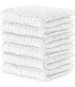 Comfy Cubs Muslin Washcloths Pack White