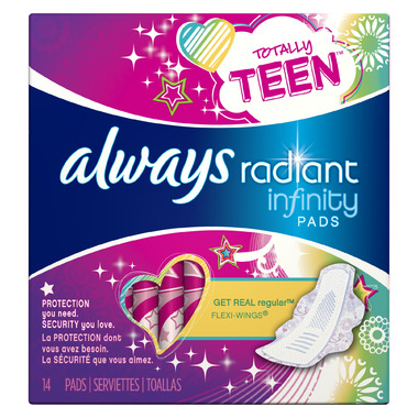 Always Radiant Infinity Teen Pads with Wings Always Radiant Infinity Teen Pads with Wings