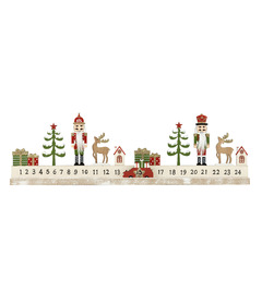 Silver Tree Advent Calendar Painted Wood Nutcracker Scene