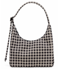 image of BAGGU Mini Nylon Shoulder Bag Black & White Gingham with sku:320354
