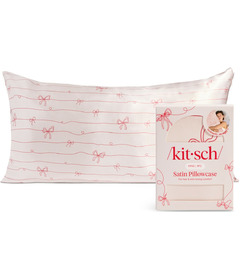 Kitsch King Satin Pillowcase Striped Bows