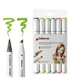 DeSerres Alcohol Dual-Tip Marker Set Primary Colours