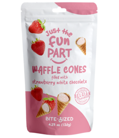 Just the Fun Part Waffle Cones Strawberry White Chocolate