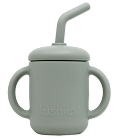 Kushies Silicone SiliSippy Cup with Straw Stone