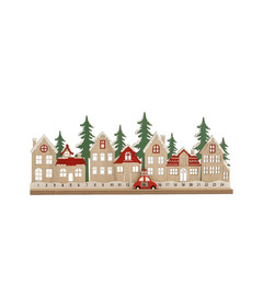 Silver Tree Wood Christmas Village Advent Calendar