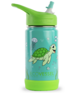EcoVessel FROST Stainless Steel Kids Water Bottle with Straw Lid Ocean