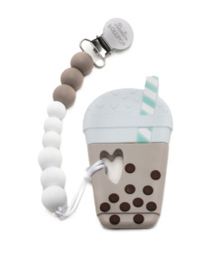 Loulou Lollipop Pacifier Clip Teether Set Milk Bubble Tea