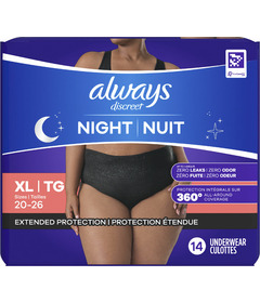 Always Discreet Incontinence Overnight Underwear for Women