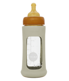Hevea Wide Neck Baby Glass Bottle with Sleeve Ivory