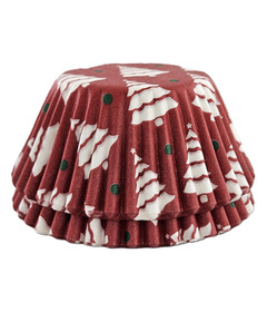 Fox Run Red Christmas Tree Cupcake and Muffin Liners