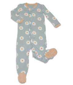 Silkberry Baby Bamboo Ruffle Footie Two Way Zipper Daisy
