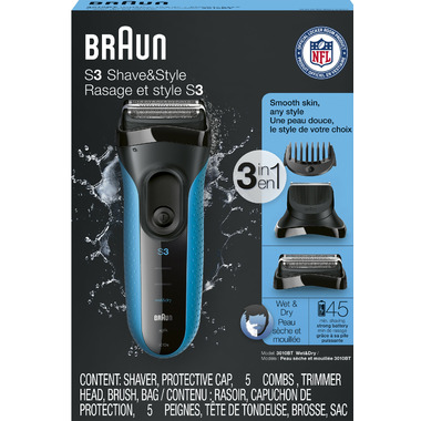 Braun Series 3 Shaver with Protection Cap, Blue