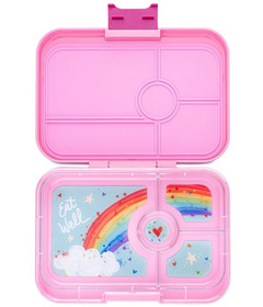 Yumbox Tapas 4 Compartment Bento Box Capri Pink with Rainbow Tray