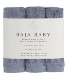 Baja Baby Bamboo Wash Cloths True Blue