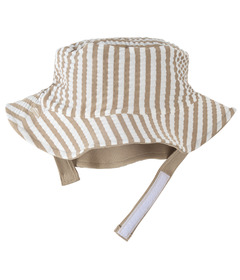 Petit Lem Swim Reversible Sun Hat Taupe Stripe Seersucker Sand