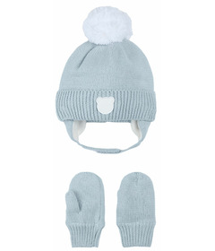 Petit Lem Hat + Mittens Set Light Blue