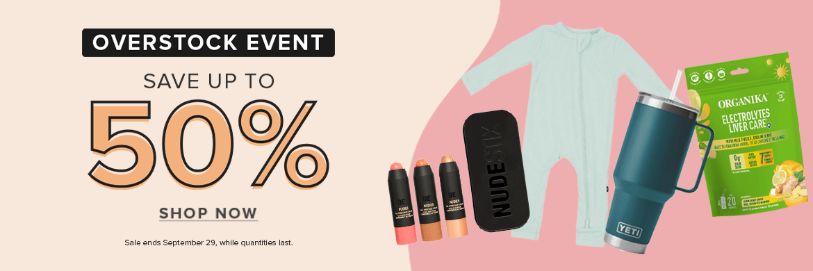 Save up to 50% the Overstock Event