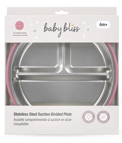 Baby Bliss Stainless Steel Suction Plate Dusty Rose