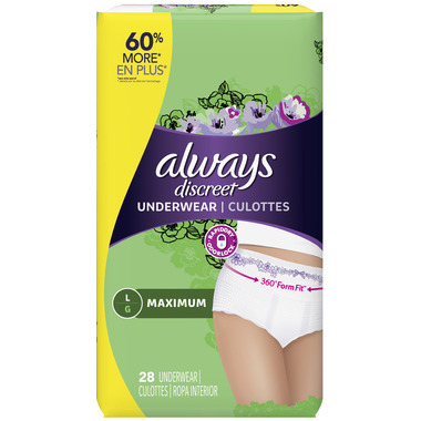 Buy Always Discreet Incontinence & Postpartum Underwear for Women Maximum  Large at