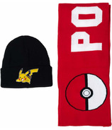 Bioworld Kids Beanie And Scarf Set Pikachu and Pokeball