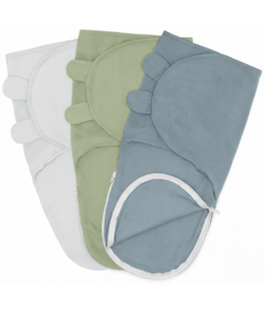 Comfy Cubs Easy Swaddle with Zipper Pack Stone, Pacific Blue, Sage