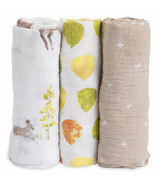Little Unicorn paquet de 3 couvertures d'emmaillotage en mousseline de coton Oh Deer