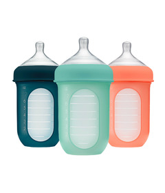Boon Nursh Silicone Bottles Mint/Cantaloupe/Navy