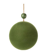 Silver Tree Green Flock Plastic Ball Ornament