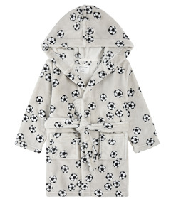 Petit Lem Plush Robe Soccer Ball Print on Lunar Rock