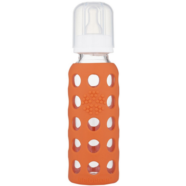 Lifefactory Glass Baby Bottle with Silicone Sleeve Papaya Lifefactory Glass Baby Bottle with Silicone Sleeve Papaya
