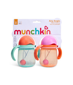 Munchkin Any Angle Weighted Straw Cup Coral & Mint