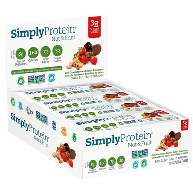 Simply Protein Nut & Fruit Bar Dark Chocolate Peanut Butter Strawberry Case Simply Protein Nut & Fruit Bar Dark Chocolate Peanut Butter Strawberry Case