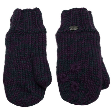 Calikids Iceland Acrylic Knit & Berber Mitten with Floral Embroidery Purple Calikids Iceland Acrylic Knit & Berber Mitten with Floral Embroidery Purple