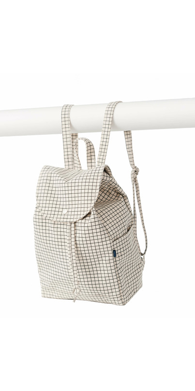 Baggu Drawstring Backpack in Natural Grid