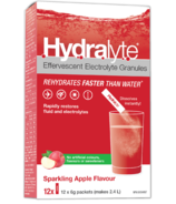 Hydralyte Poudre effervescente d'électrolytes en sachet, saveur pommes