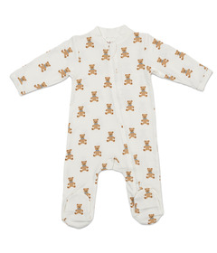 Lulujo Baby Footed Sleeper Vintage Bear