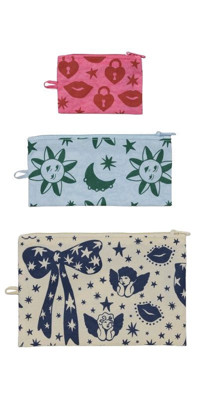 Baggu Flat Pouch Set in Candy Shop Stripes main image 0