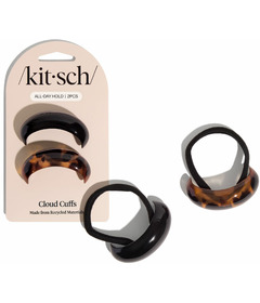 Kitsch Recycled Plastic Medium Cloud Cuffs Set Black & Tort