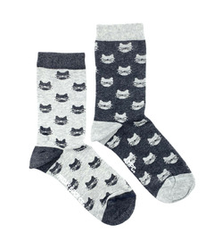 Friday Sock Co. Women's Inverted Grey Cat Socks