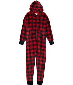 Hatley Adult Hooded Fleece Jumpsuit Buffalo Plaid