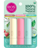 eos Trio de baumes à lèvres 100 % naturels, menthe, fraise et vanille