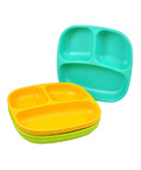 Re-Play Divided Plates Aqua, Lime Green and Sunny Yellow