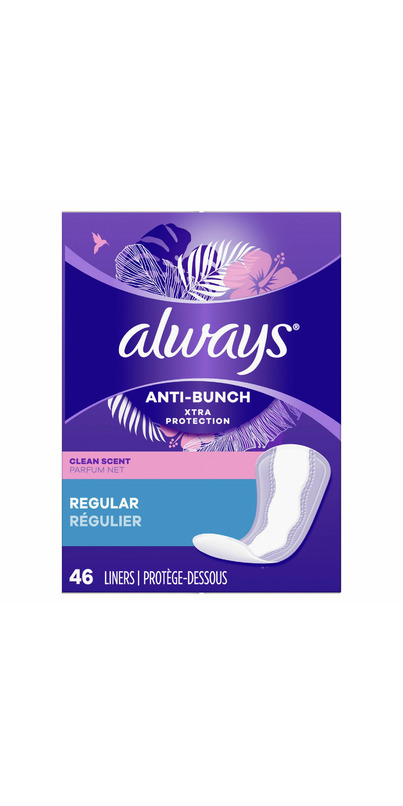 Always Anti-Bunch Xtra Protection Daily Liners Regular Unscented, Anti  Bunch Helps You Feel Comfortable, 50 Count, Feminine Care